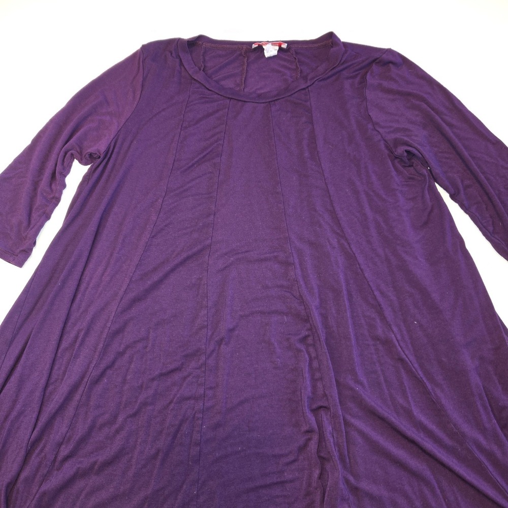 Pastel‎ by Vivienne Purple Stretchy Round Neck 3/4 Sleeve Midi Dress Size 3XL